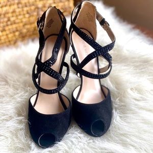 Nine West Black Strap Heels